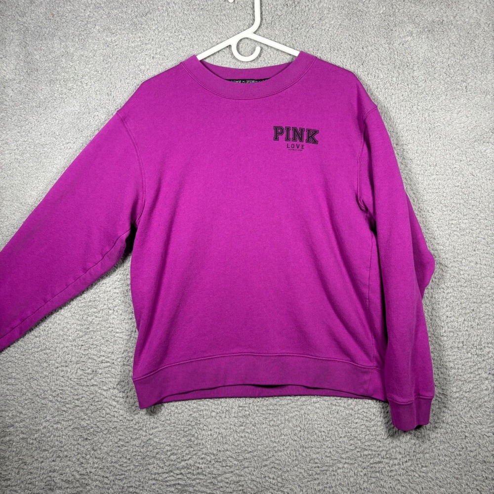 PINK Sweatshirt Women Medium Purple Victoria's Secret Love Crewneck Relaxed